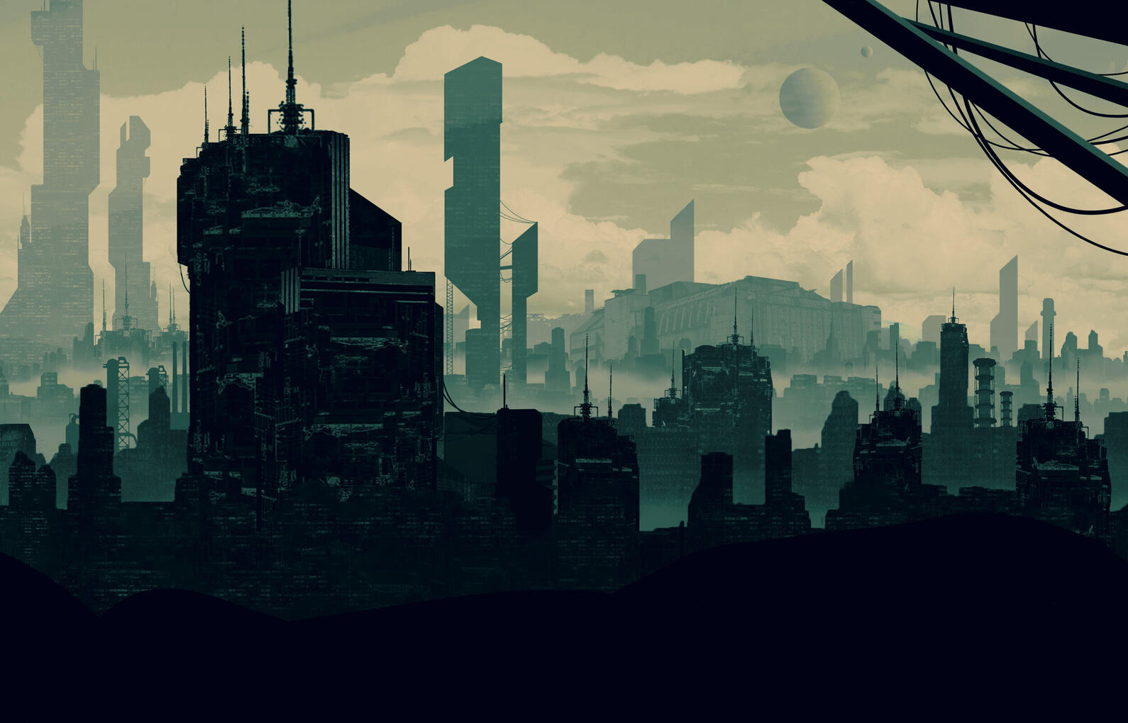 digital illustration of a sci-fi city